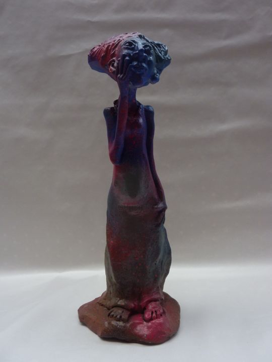 Sculpture intitulée "j'y vais 1/8" par Saname, Œuvre d'art originale, Plâtre