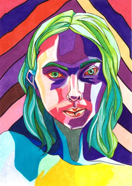 Zeichnungen mit dem Titel "Look at you" von Polina Loban, Original-Kunstwerk, Marker