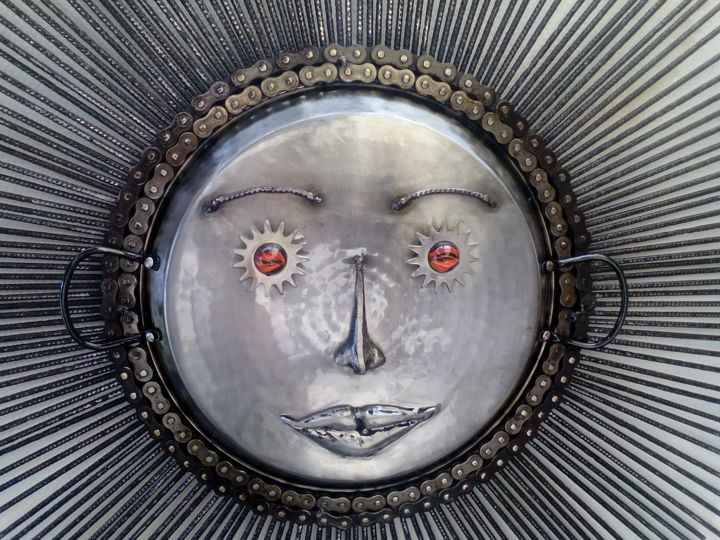 Sculpture titled "Soleil rouge." by Agostinho Dacunha, Original Artwork, Wire