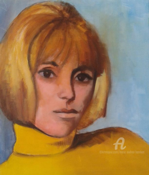 Peinture intitulée "Mireille Darc" par Marie Andrée Hembert, Œuvre d'art originale, Huile Monté sur Châssis en bois