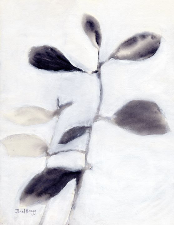 Leaves in Gray 绘画, 14x11 in