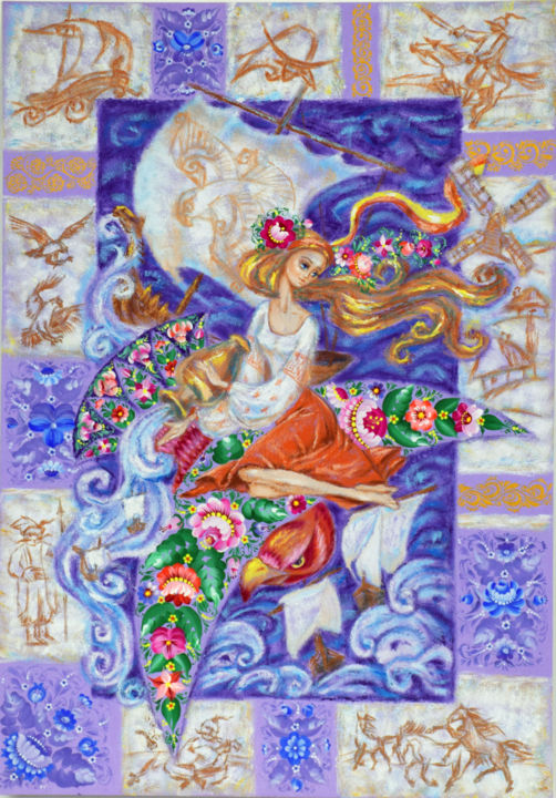 Nymph of air 绘画, 19.7x13.8 in
