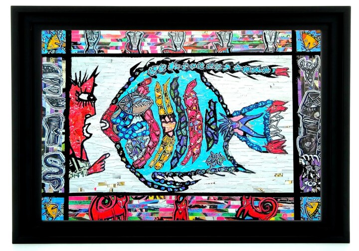 Collages intitulée "Don't go to bars to…" par Olivier De Tullasky, Œuvre d'art originale, Acrylique