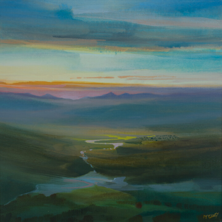 Painting titled "TORRIDON SKYLINE" by Kevan Mcginty, Original Artwork, Acrylic Mounted on Wood Stretcher frame