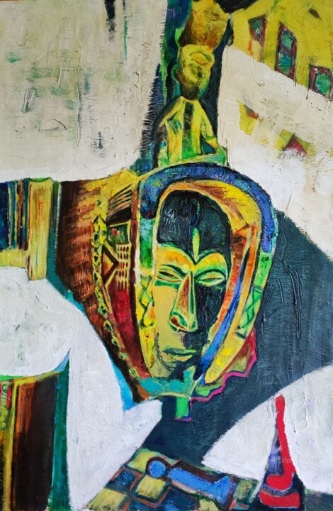 African masks 2 绘画, 35.4x23.6 in