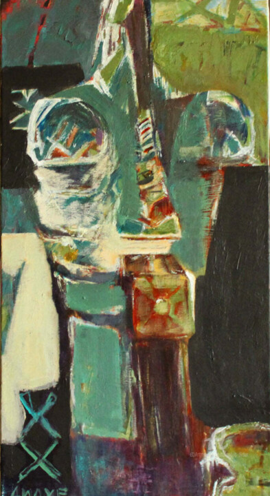 African mask3 绘画, 39.4x19.7 in