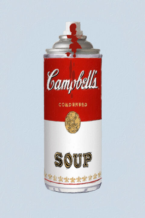Campbell's Soup Spray Paint Pop 绘画, 24x16 in