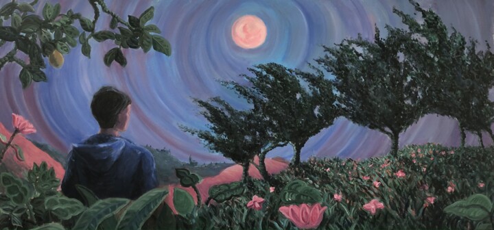 O sonho 绘画, 18.1x37.8 in