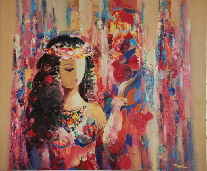 Girl with pomegranate-3 (50x60cm, oil/canvas, ready to hang) 绘画, 19.7x23.6 in