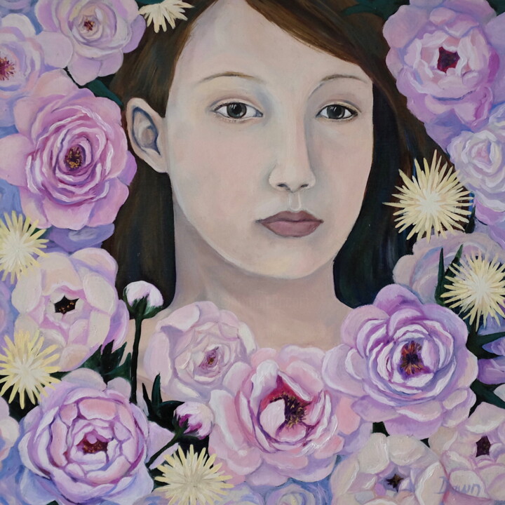 Painting titled "Peonies and Promises" by Dawn Rodger, Original Artwork, Oil