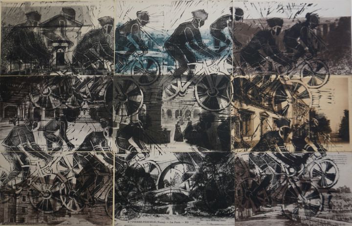 Gravures & estampes intitulée "tour de France" par Dominique Duhot, Œuvre d'art originale, Gravure