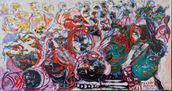 We always stick together 绘画, 27.6x51.2 in