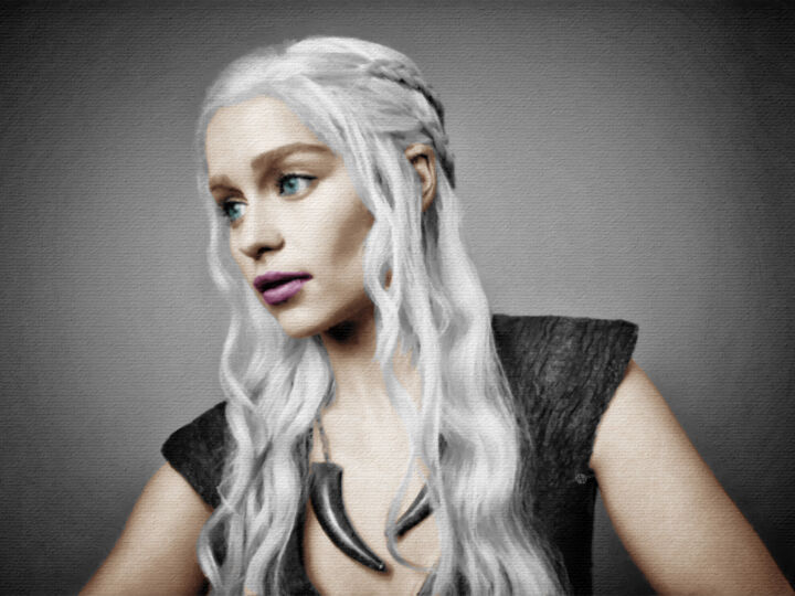 Game of Thrones Khaleesi Daenerys Targaryen Emilia Clarke 绘画, 15x20 in