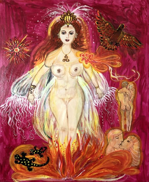 Die Göttin des Feuers 绘画, 23.6x19.7 in