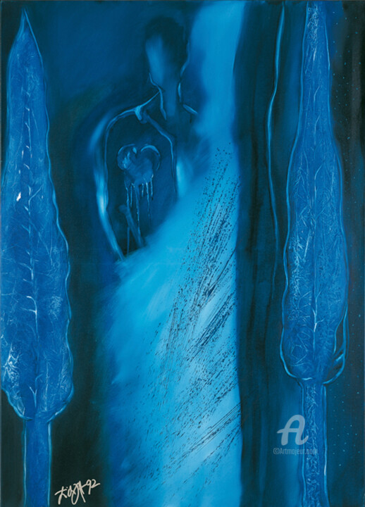 Traurigkeit im Schatten der Nacht 绘画, 55.1x39.4 in