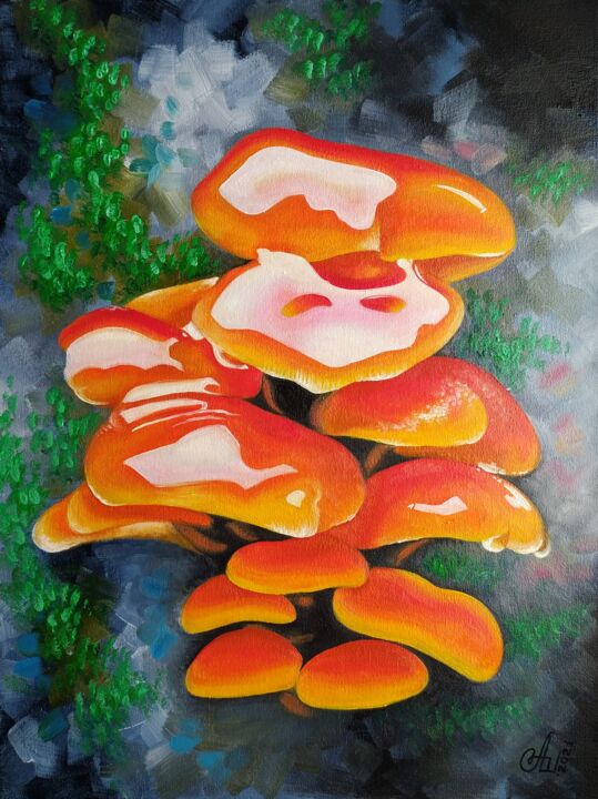 Glossy mushrooms 绘画, 15.8x11.8 in