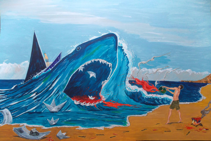 SIMULATING A CARNAGE 绘画, 27.6x39.4 in