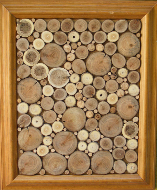 Wooden mosaic wall decoration for home Painting, 13.6x10.6 in