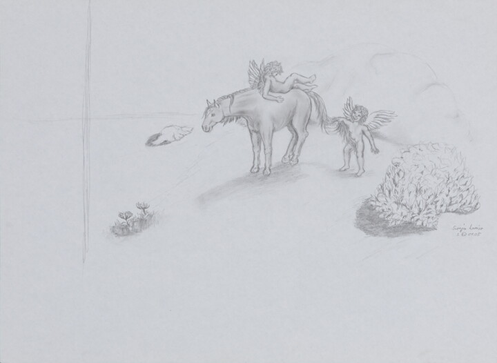 Spielende Engel 绘画, 11.4x15.4 in