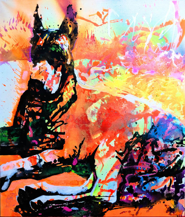 The dobermann 绘画, 35.4x31.5 in