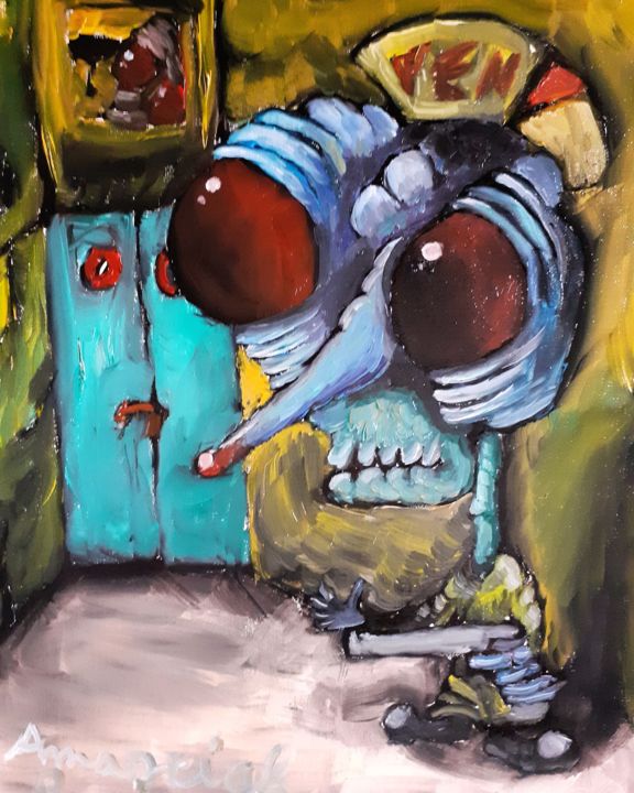 Dangerous Neighbor 绘画, 16.9x13.8 in