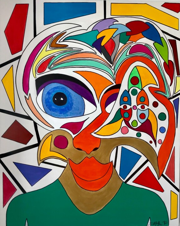 Peinture intitulée "Golden smile" par Philippe Seigle, Œuvre d'art originale, Acrylique