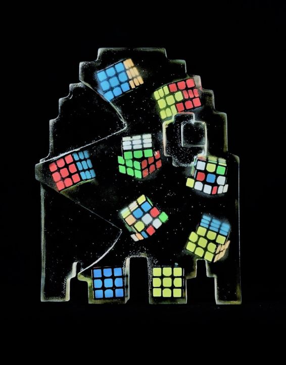 Art-cade Bites Rubik's Cubes 印花与版画, 27.6x19.7 in