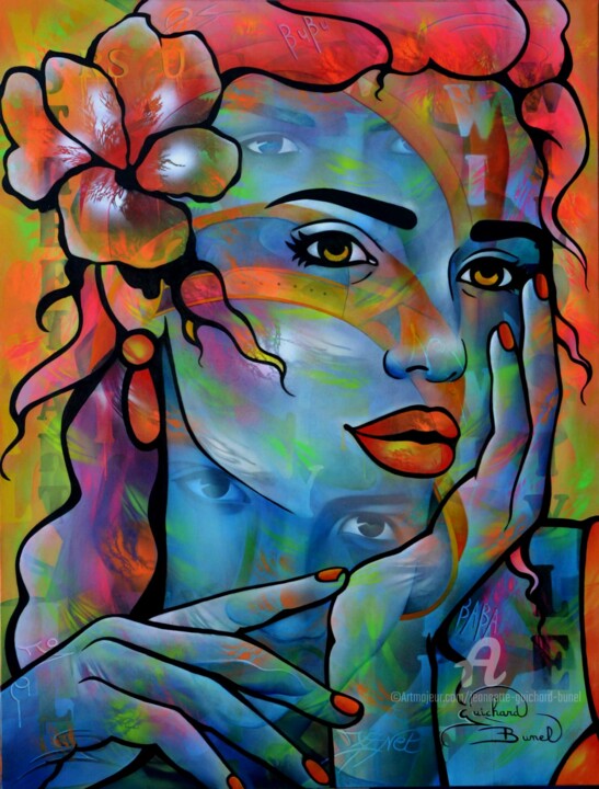 Peinture intitulée "Jolie môme" par Jeannette Guichard-Bunel, Œuvre d'art originale, Huile Monté sur Châssis en bois