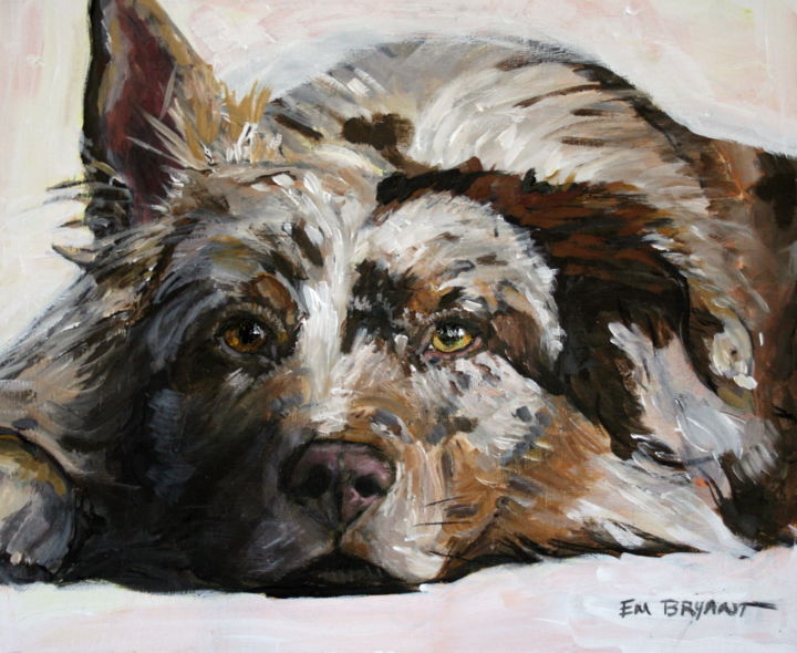 Painting titled "sam" by Em Bryant, Original Artwork, Acrylic