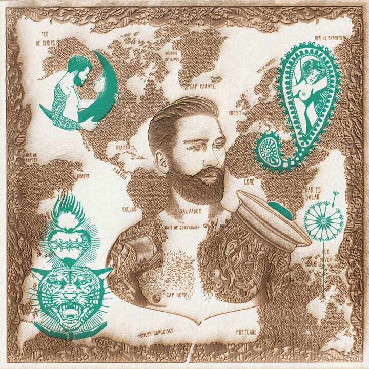 Gravures & estampes intitulée "Continents gravure" par Christophe Szkudlarek, Œuvre d'art originale, Impression numérique