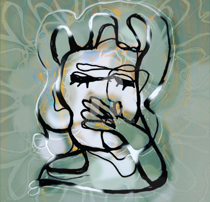 Don't speek 绘画, 15.8x15.8 in