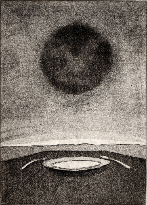 Soul on a silver platter Printmaking, 6.6x4.7 in
