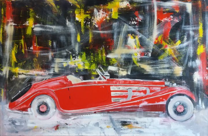 REF 9-14 - Mercedes 1936 绘画, 35.4x51.2 in