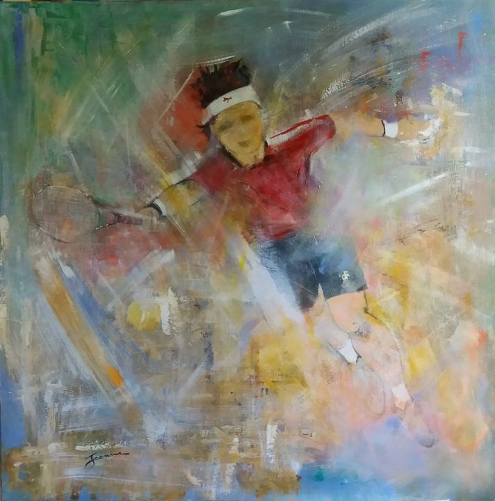 REF 21-12 - Hommage à David Ferrer 绘画, 31.5x31.5 in