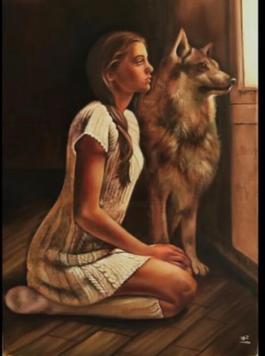 Painting titled "waiting" by Sharareh Darougheh (Sheriartwork), Original Artwork, Oil