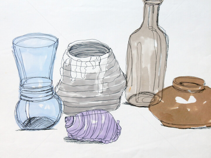 Bottles 绘画, 18x24 in