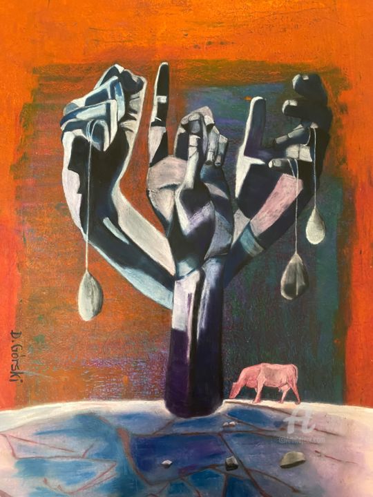 Dłonie 2021 绘画, 27.6x21.7 in