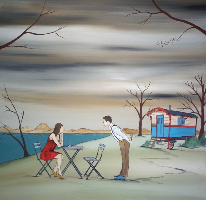 Painting titled "" Plus léger qu'une…" by Bazoche, Original Artwork, Acrylic