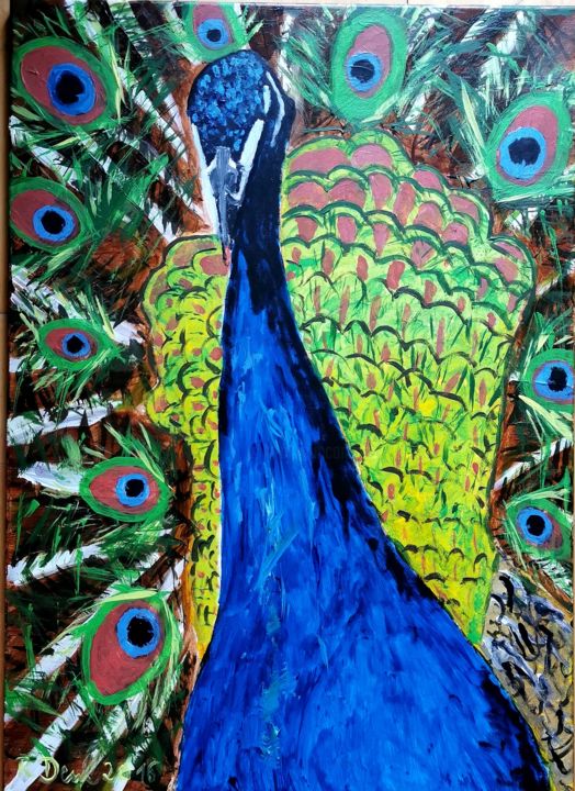 Peacock 绘画, 27.6x19.7 in