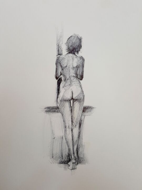 Nü tükenmez kalem 绘画, 19.7x13.8 in