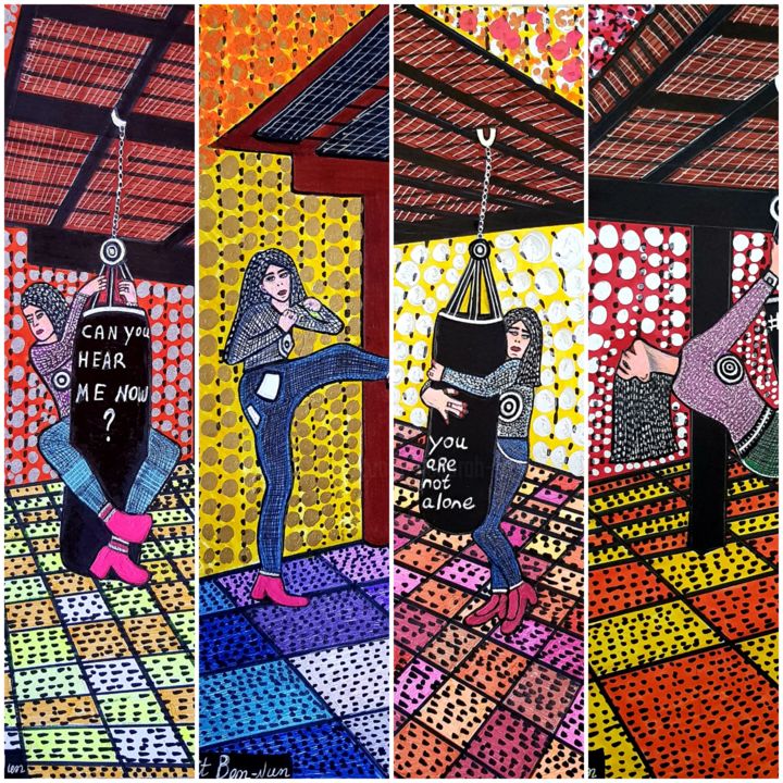 Artwork israeli modern painter Mirit Ben-Nun 绘画, 13.8x9.8 in