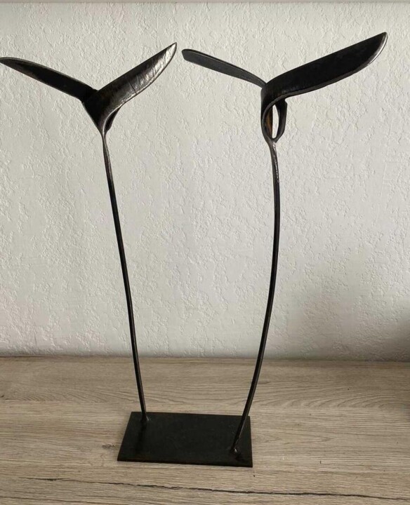 Sculpture intitulée "Couple D'hirondelle" par Vincent Fons, Œuvre d'art originale, Métaux