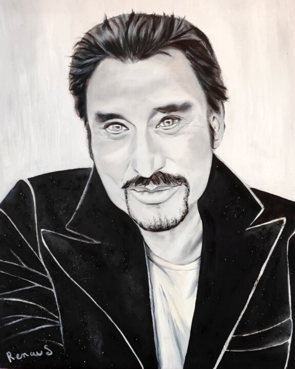 Malerei mit dem Titel "JOHNNY" von Lorie Renaud, Original-Kunstwerk, Öl