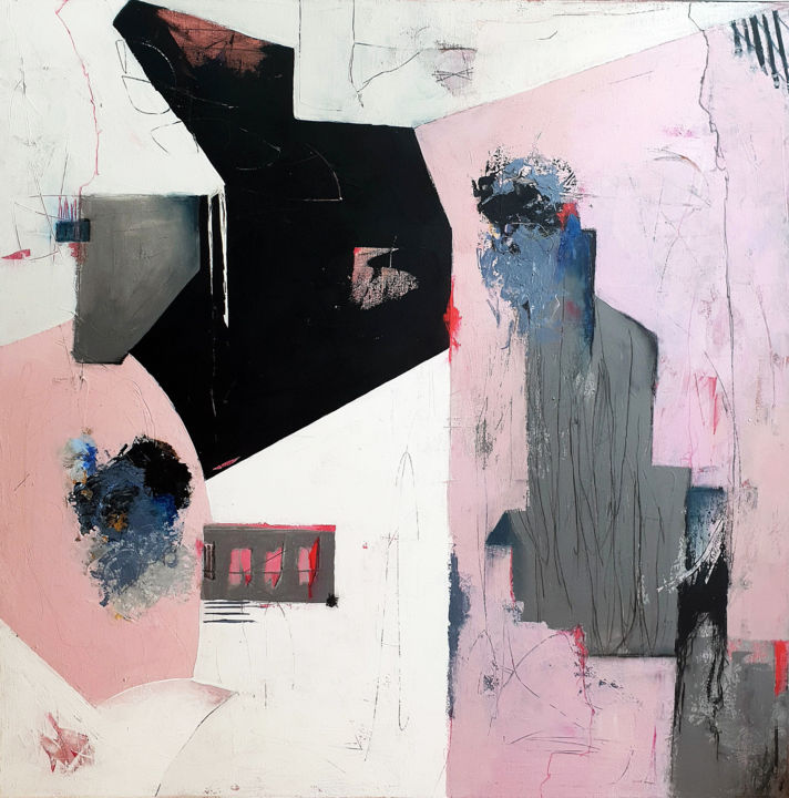 Painting titled "Challenge" by Iulia Paun, Original Artwork, Acrylic Mounted on Wood Stretcher frame