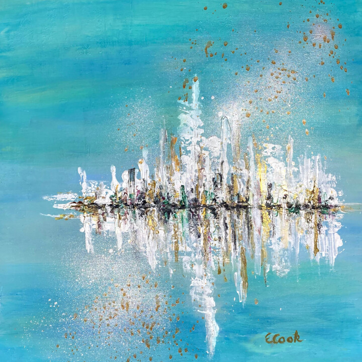 Peinture intitulée "Stardust Skyline" par Elisa Cook Benbassat Bassat, Œuvre d'art originale, Acrylique