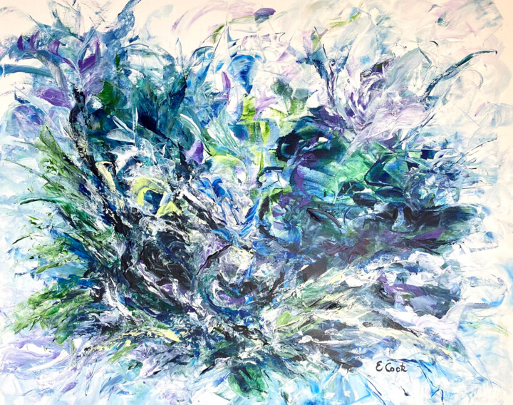 Painting titled "Iris Bouquet" by Elisa Cook Benbassat Bassat, Original Artwork, Acrylic