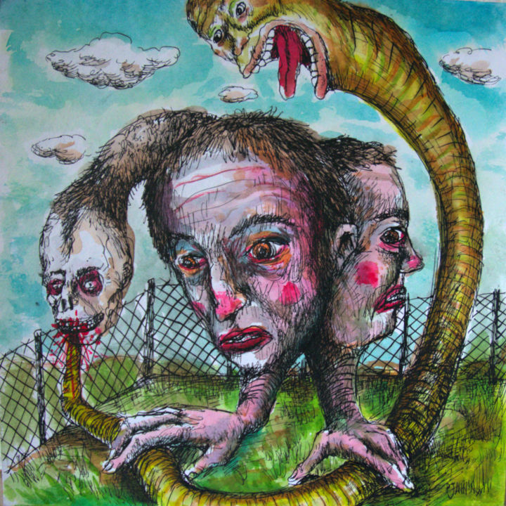 Tekening getiteld "Poulet" door Patrick Jannin, Origineel Kunstwerk, Inkt