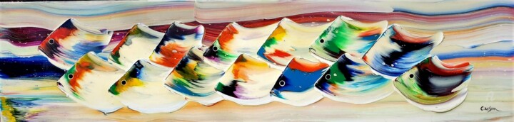 Le départ - SOLD by Old Port Gallery 绘画, 12x48 in