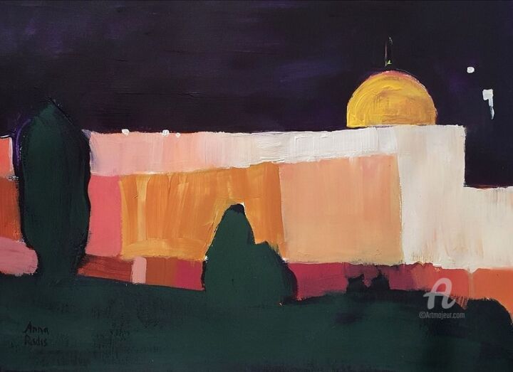 Jerusalem nights 绘画, 11.6x16.5 in