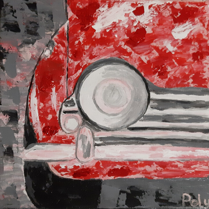 Travel (red gold leaf, acrylic painting on linen canvas) 绘画, 7.9x7.9 in